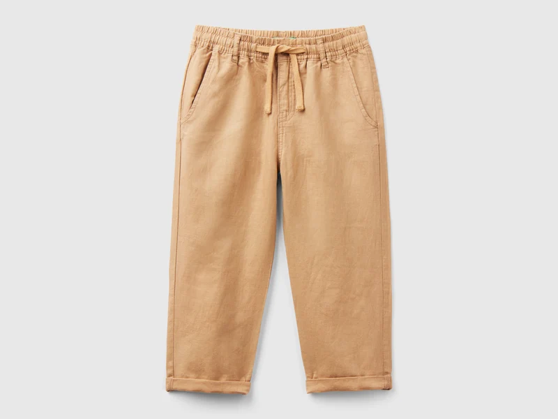 Pantaloni con coulisse in misto lino 82