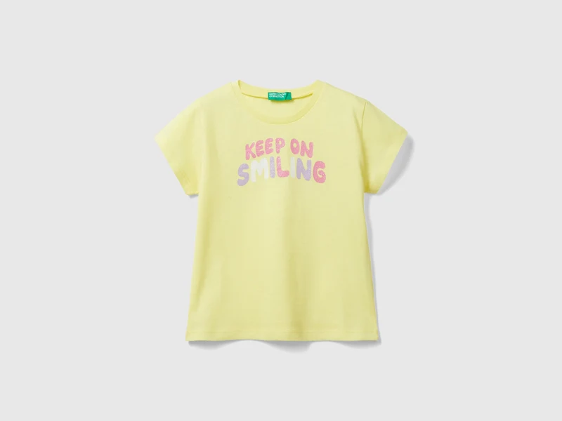 T-shirt in cotone bio con glitter XS