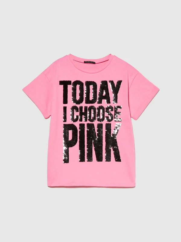 T-shirt con paillettes flip up S