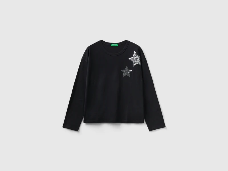 T-shirt con stampa e paillettes M