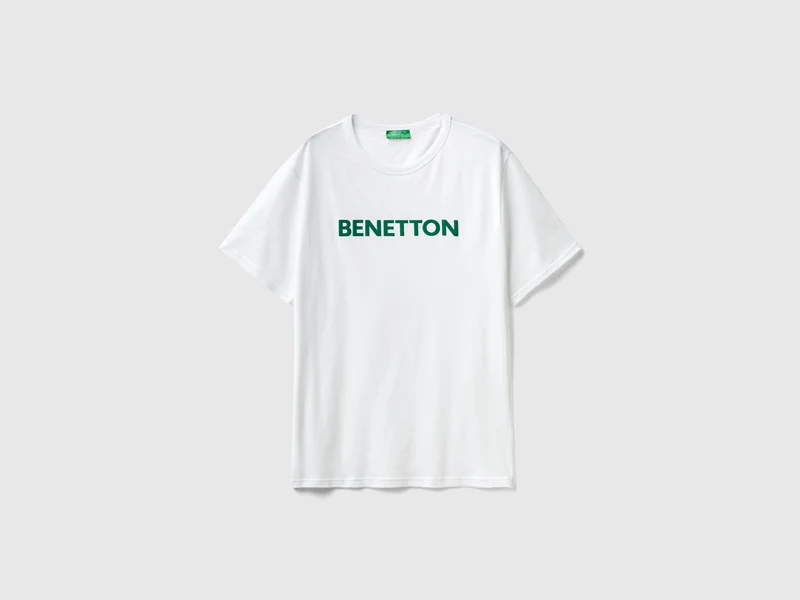T-shirt in cotone bio con logo verde XS