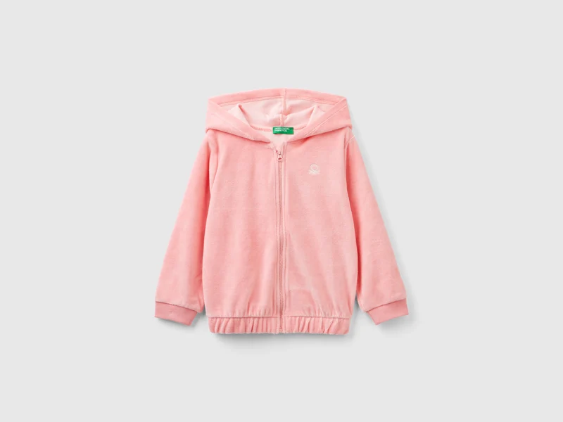 Felpa in ciniglia con zip e cappuccio YS