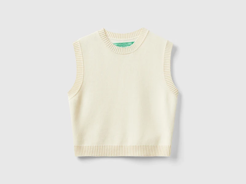Gilet cropped in misto cashmere S