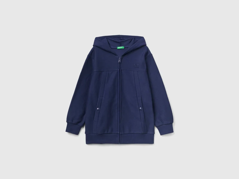 Felpa con zip e ricamo "BE" S