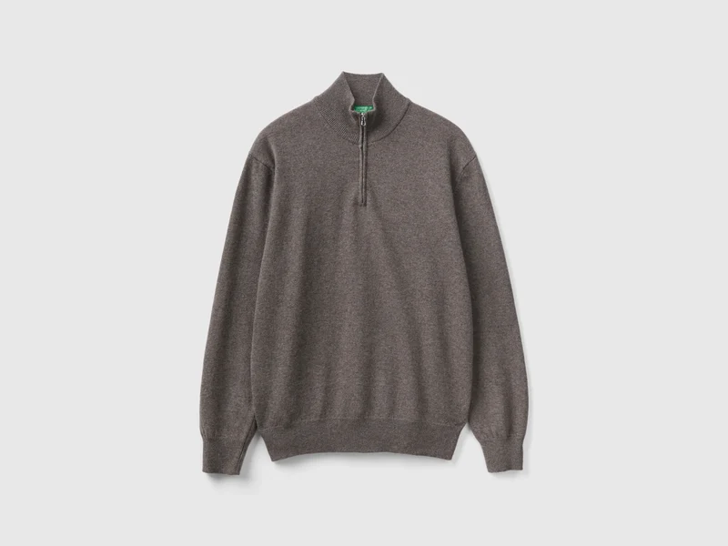 Maglia zippata in 100% lana Merino XS
