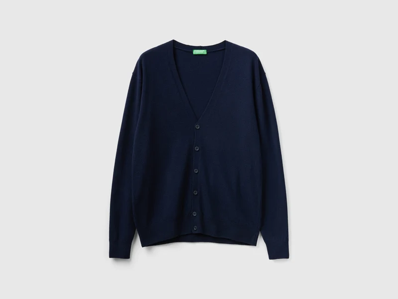 Cardigan scollo a V in pura lana Merino EL