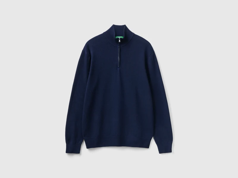Maglia zippata in 100% lana Merino XL