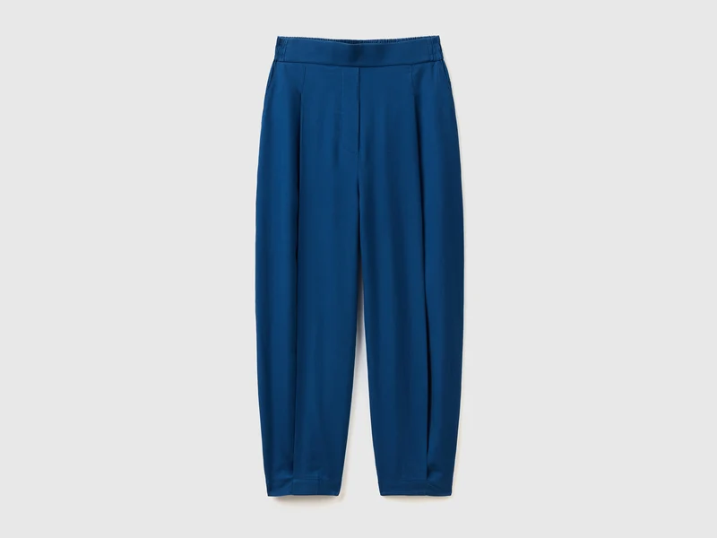 Pantaloni lunghi cropped in tessuto fluido XS