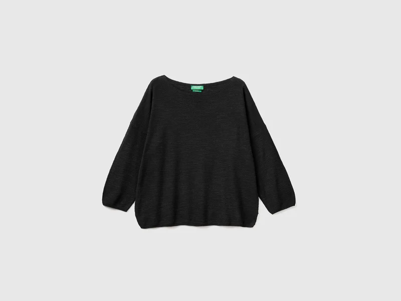 Maglia in misto lino con manica a 3/4 M