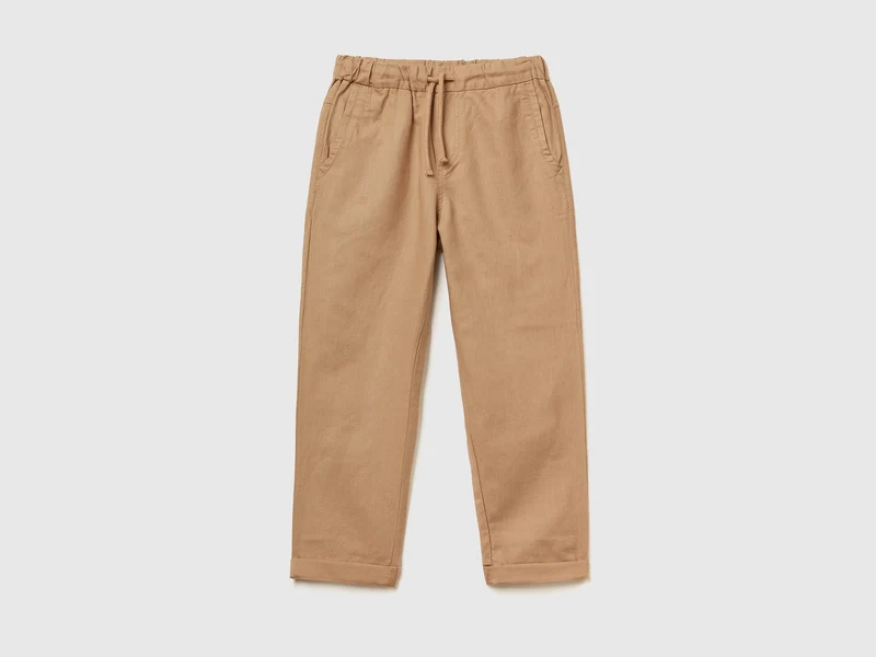 Pantaloni lunghi slim fit in lino misto cotone S