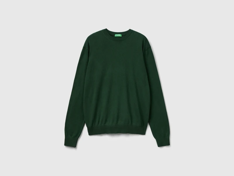 Maglia girocollo in cotone e lana XS