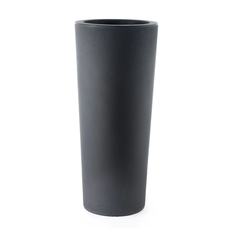 Vaso moderno "Cilindro Schio" Cono Essential in plastica da giardino per fiori e piante. 110 cm / Antracite
