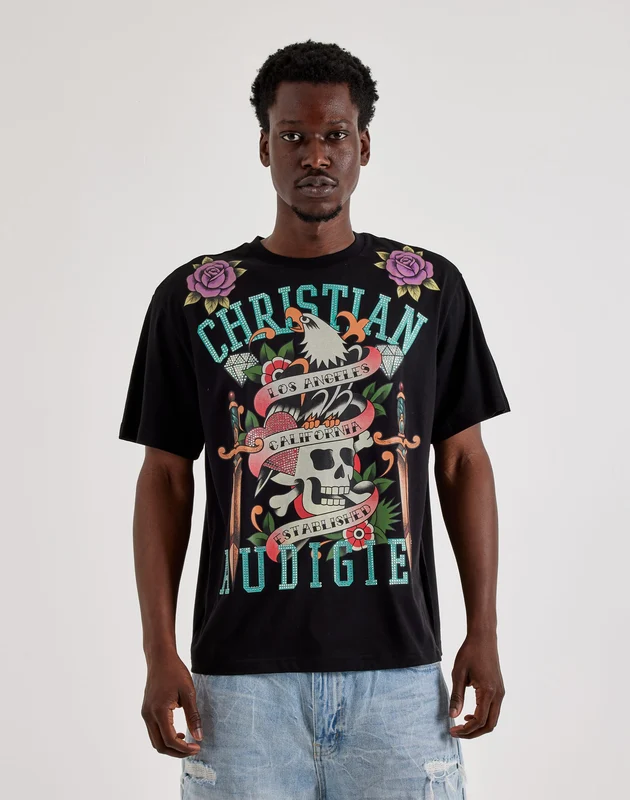 Christian Audigier Skull And Dagger Tee XLG