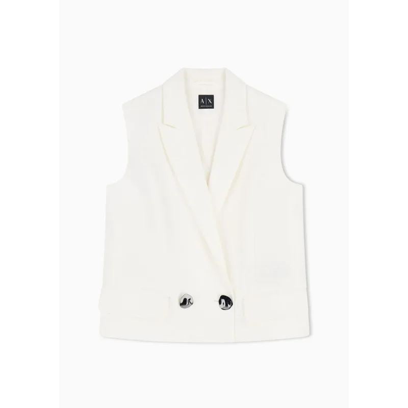 Colete em Linho Twill Abotoamento Duplo Branco - 2 US - 36 BR