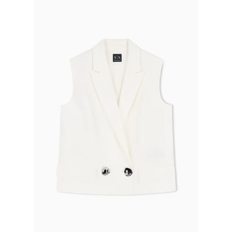 Colete em Linho Twill Abotoamento Duplo Branco - 4 US - 38 BR