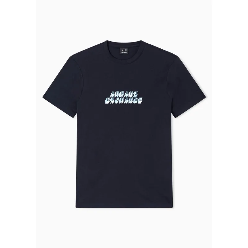 Camiseta Slim Fit em Algodão Azul Marinho - L