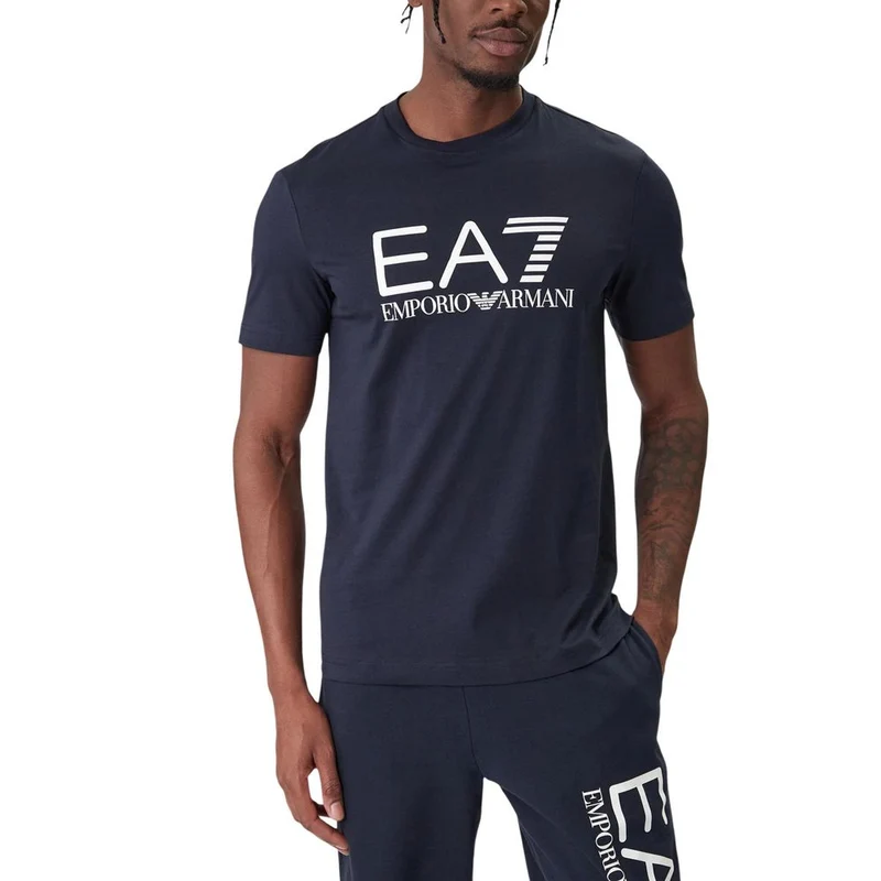 EA7 Emporio Armani Blue Cotton T-Shirt IT48 | L