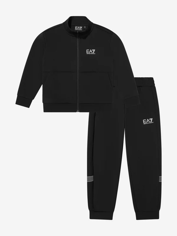 EA7 Emporio Armani Boys Train Logo Tracksuit in Black Black / 12 Yrs