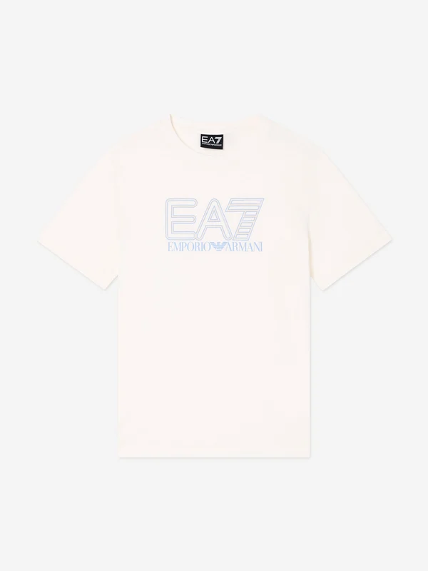 EA7 Emporio Armani Boys Train Visibility T-Shirt in Ivory Ivory / 8 Yrs