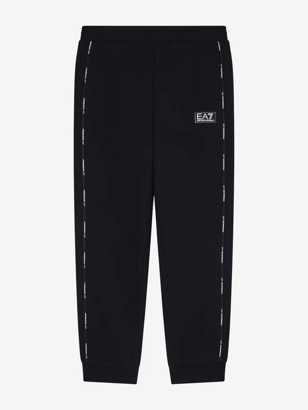 EA7 Emporio Armani Boys Train Logo Tape Joggers in Black Black / 8 Yrs