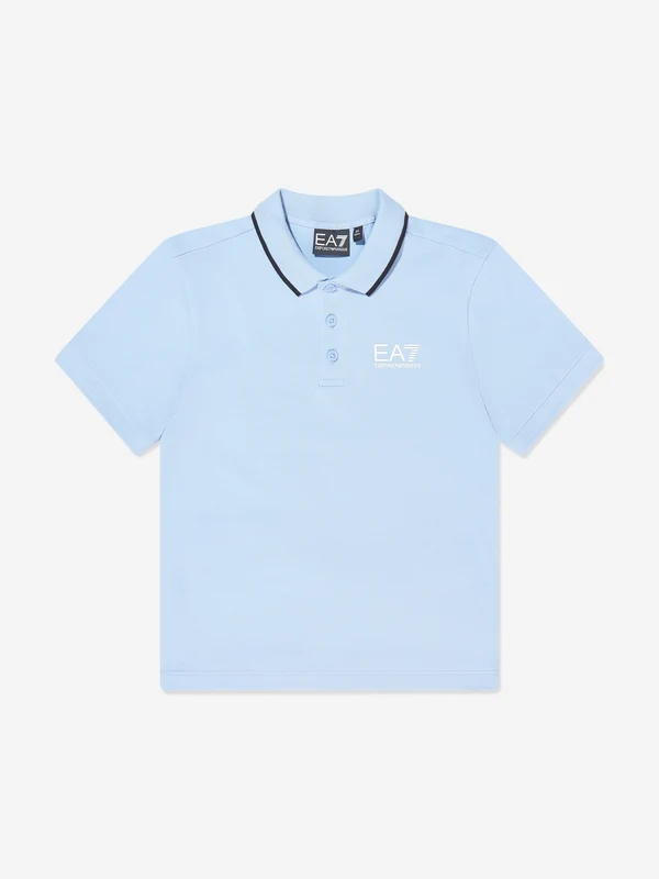EA7 Emporio Armani Boys Train Core ID Polo Shirt in Blue Blue / 16 Yrs