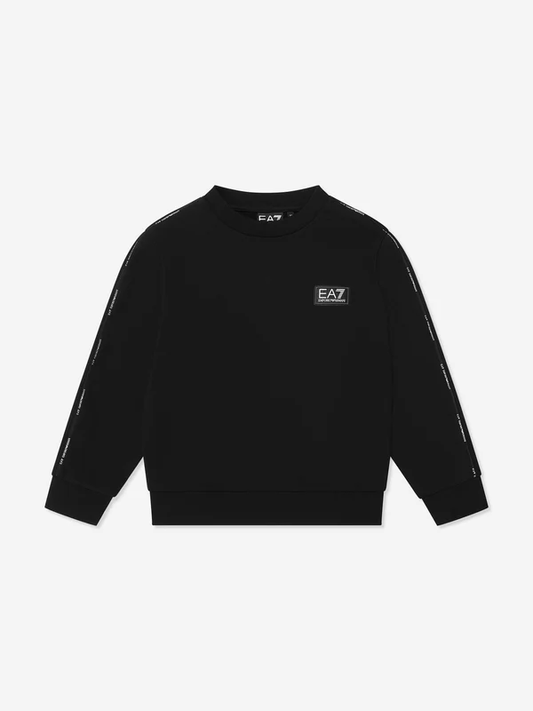 EA7 Emporio Armani Boys Train Logo Tape Sweatshirt in Black Black / 16 Yrs