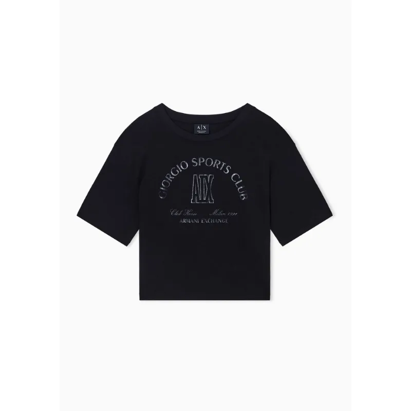 Camiseta Cropped em Algodão Preto - XL
