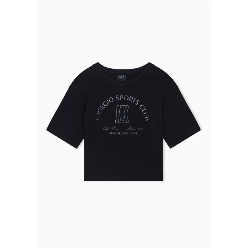 Camiseta Cropped em Algodão Preto - L