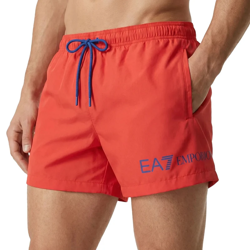 Costume Boxer Uomo Emporio Armani 7 Logo Rosso Blu M