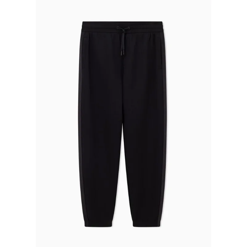 Calça Jogger com Listra e Logo Preto - L