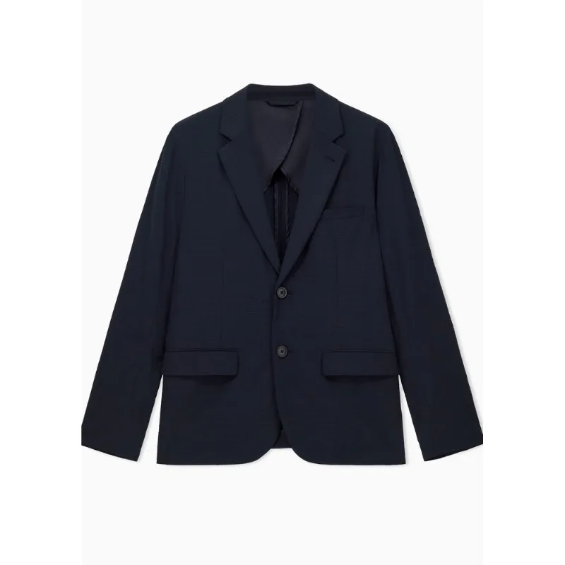 Blazer Texturizado com Abotoamento Simples Azul - 38 US - 48 BR