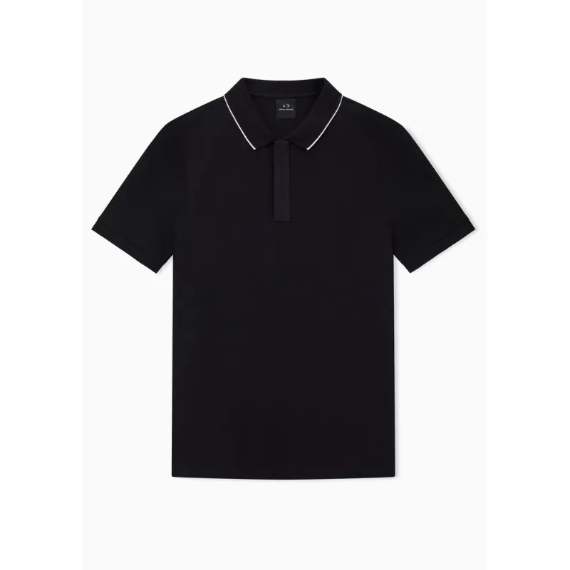 Camisa Polo em Algodão Piquê com Modelagem Slim Preto - XXL