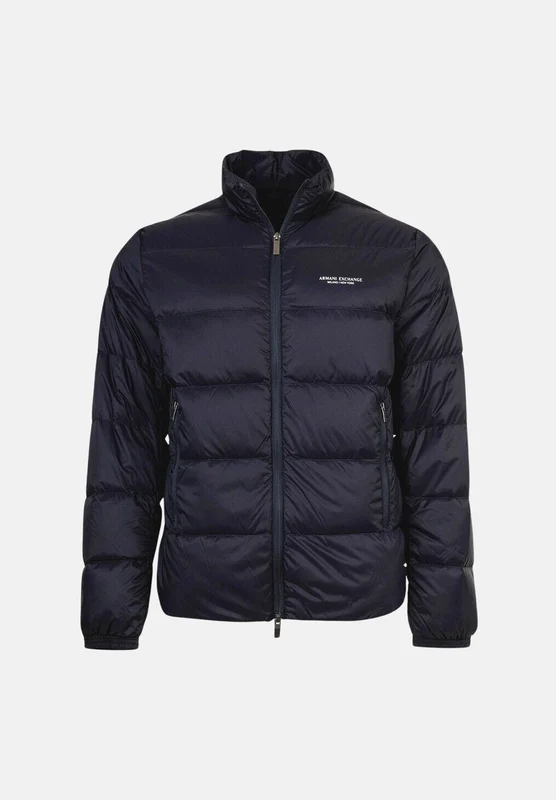 ARMANI EXCHANGE Piumino blu da uomo con collo alto e chiusura frontale con zip integrale XXL