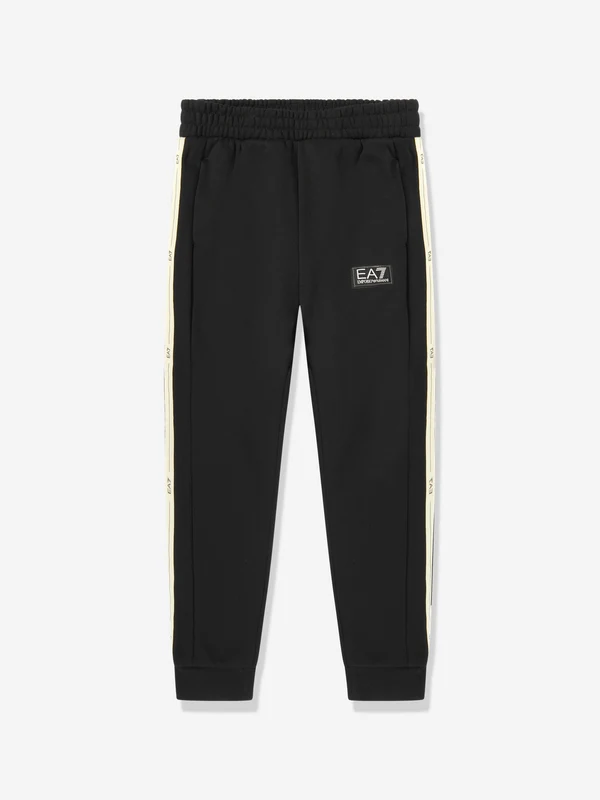 EA7 Emporio Armani Boys Train Logo Tape Joggers in Black Black / 8 Yrs