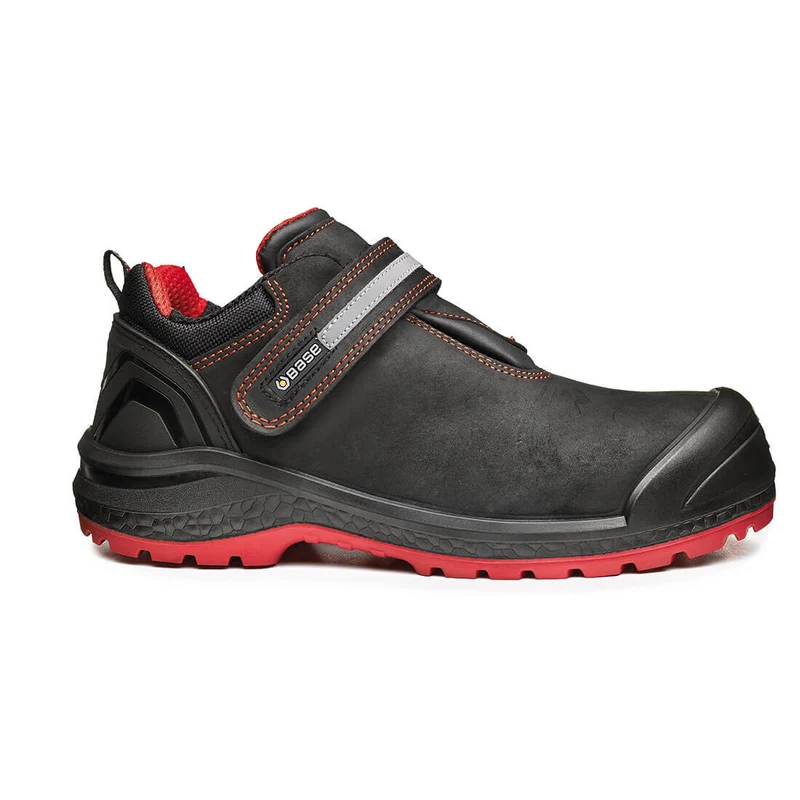 Base Twinkle Toe Cap Work Safety Shoes Black/Red / 13 UK | 48 EU