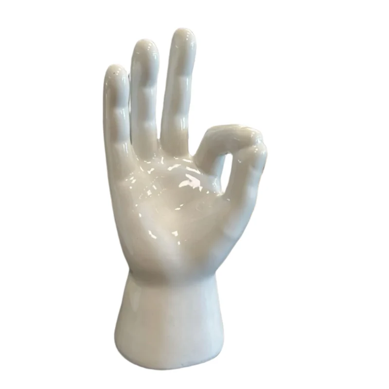 Statuetta decorativa "Mano" per arredo interno in resina Bianco
