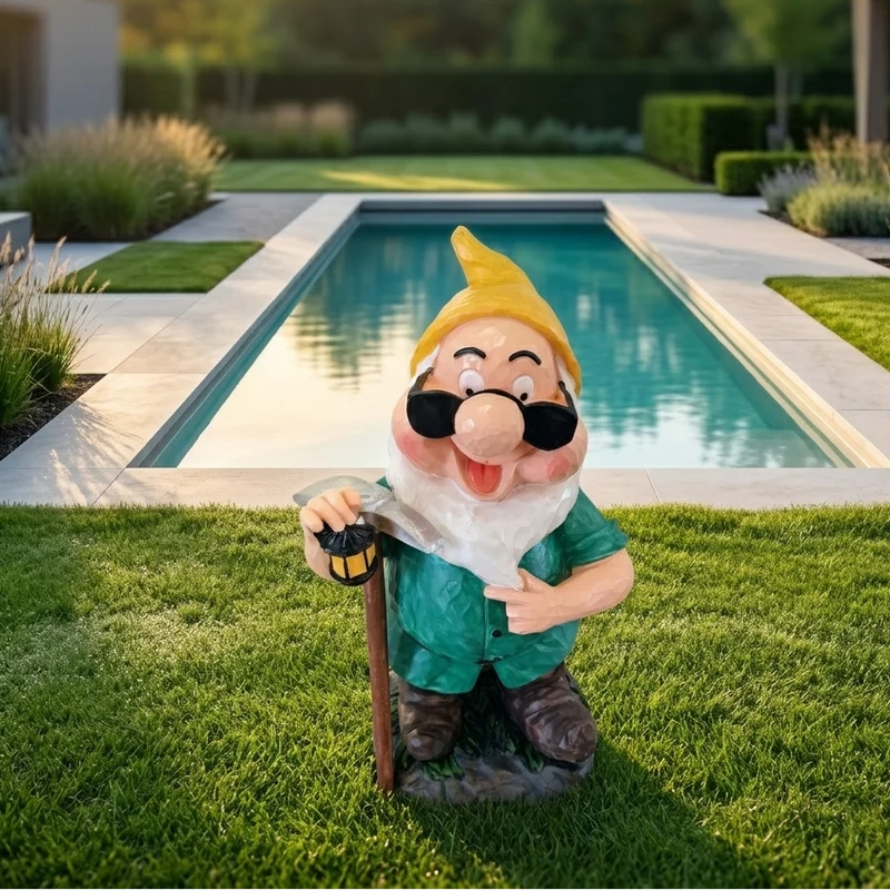 Sette nani in poliresina da giardino nanetti di Biancaneve per aiuola h 40 cm Dotto