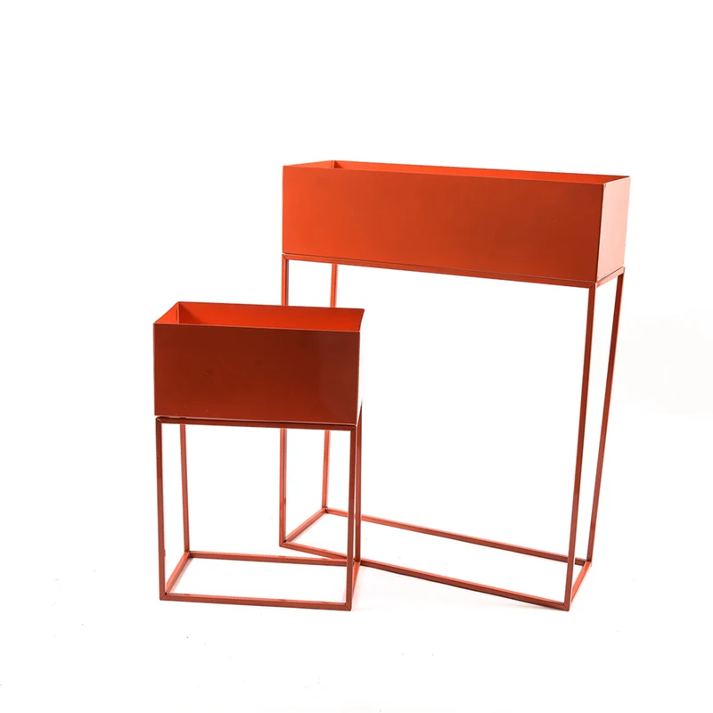 Set 2 Fioriera porta vaso in metallo da interno ed esterno arredamento moderno Rosso