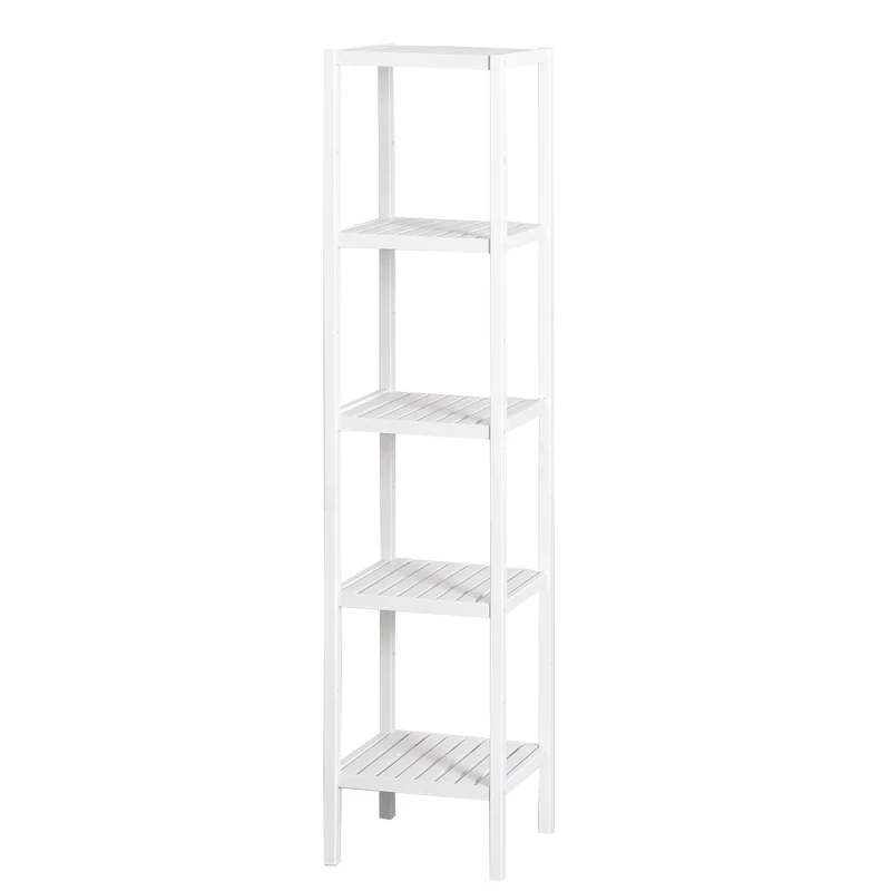 Mobiletto multiuso con ripiani scaffale moderno in legno Bianco 5 Ripiani