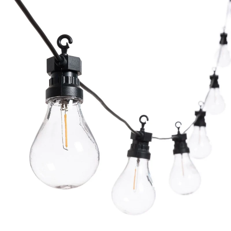 Catena prolungabile, lampadine con filamenti luce calda cordoniera per esterni Nero / 15 mt / Ø 80 mm