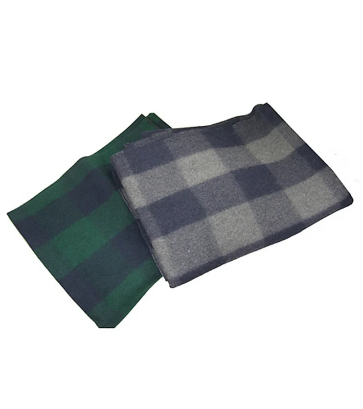 Hugger Mugger Plaid Wool Yoga Blanket Navy/Green
