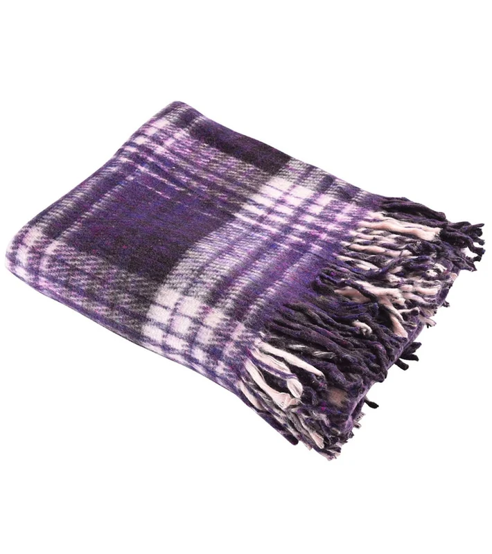 Hugger Mugger Recycled Plaid Blanket Purple