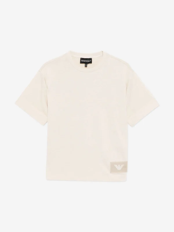 Emporio Armani Boys Logo T-Shirt in Beige Beige / 6 Yrs