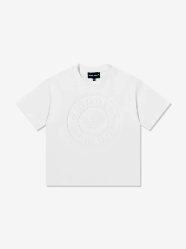 Emporio Armani Boys Logo T-Shirt in Ivory Ivory / 8 Yrs