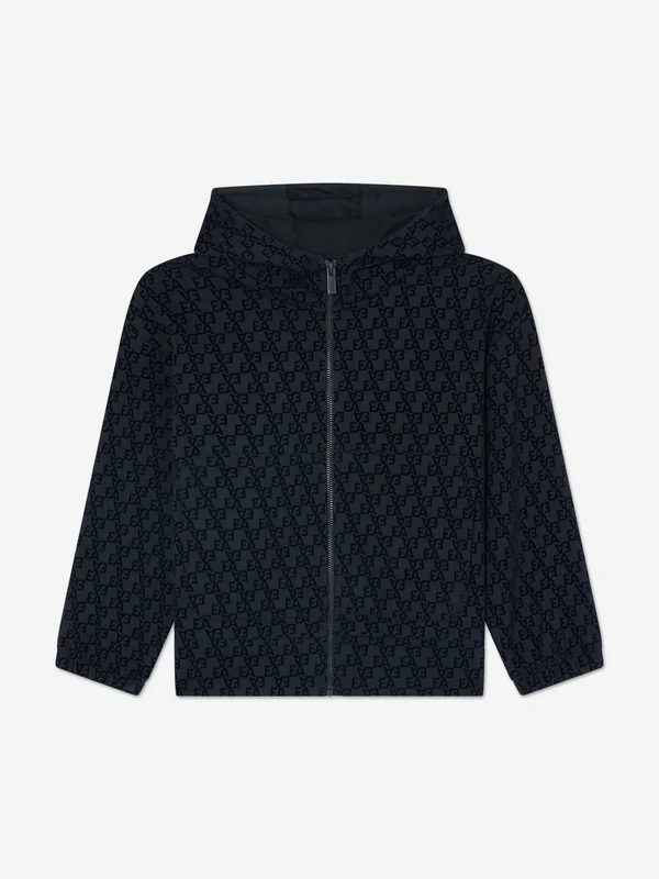 Emporio Armani Boys Logo Zip Up Top in Navy Navy / 8 Yrs