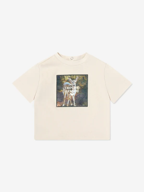 Emporio Armani Baby Boys Graphic Print T-Shirt in Beige Beige / 18 Mths
