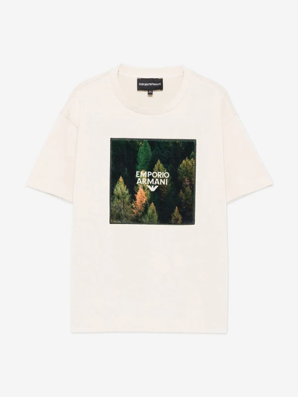 Emporio Armani Boys Graphic Print T-Shirt in Beige Beige / 16 Yrs