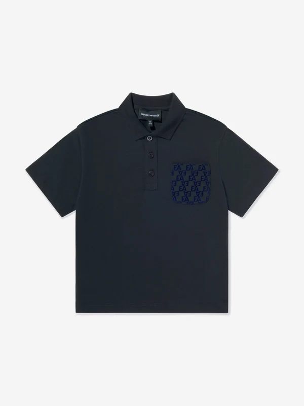 Emporio Armani Boys Logo Pocket Polo Shirt in Navy Navy / 5 Yrs