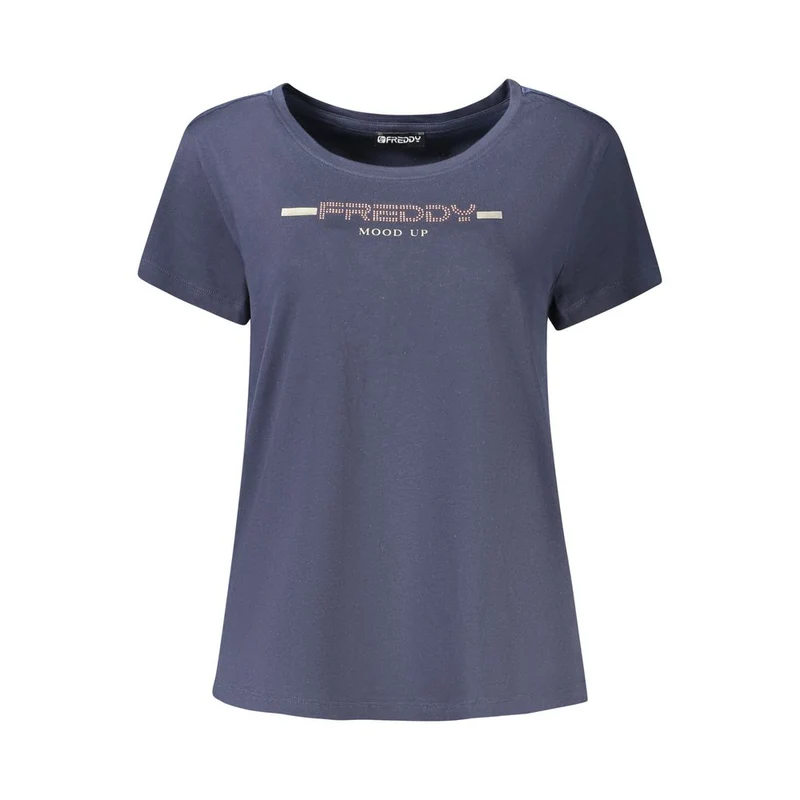Freddy "Blu Cotton Women T-Shirt with Rhinestone Detailing" S