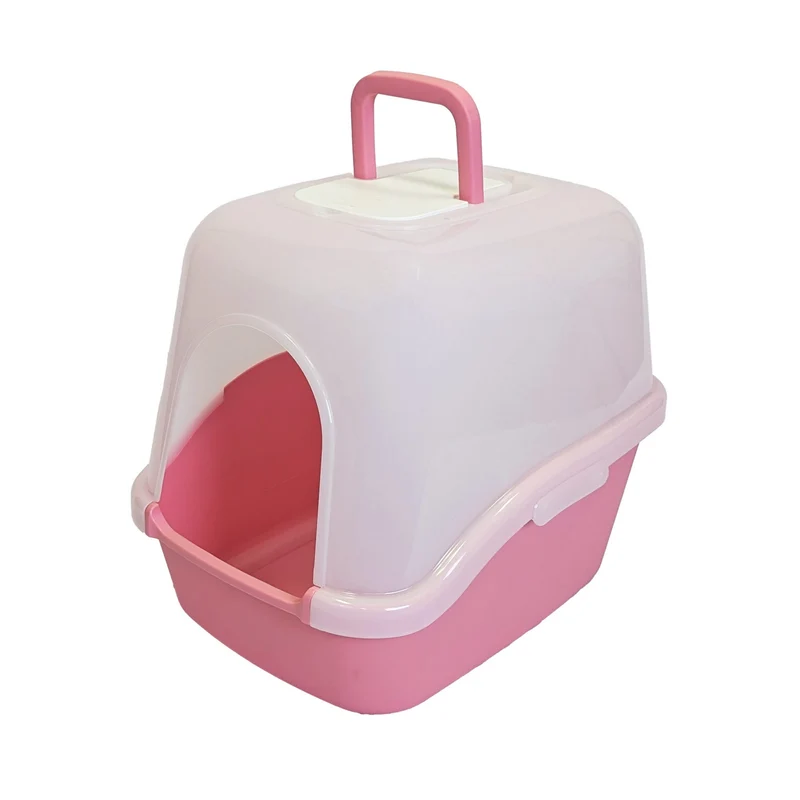 Richell PAW TRAX Hooded Litter Box Pink / 20 x 16 x 17